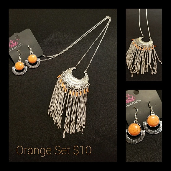 Orange Necklace and Earring Set - Picture 1 of 1